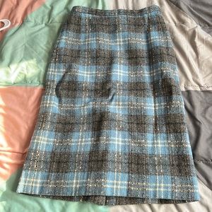 Blue white and gray Pendleton skirt.